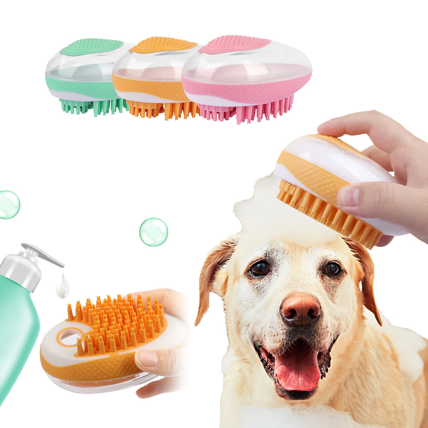 Pet bath brush 2-in-1